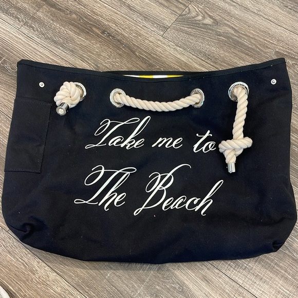 Wildfox TAKE ME ON VACATION COPA CLUB BEACH BAG reversible black side - Picture 4 of 4